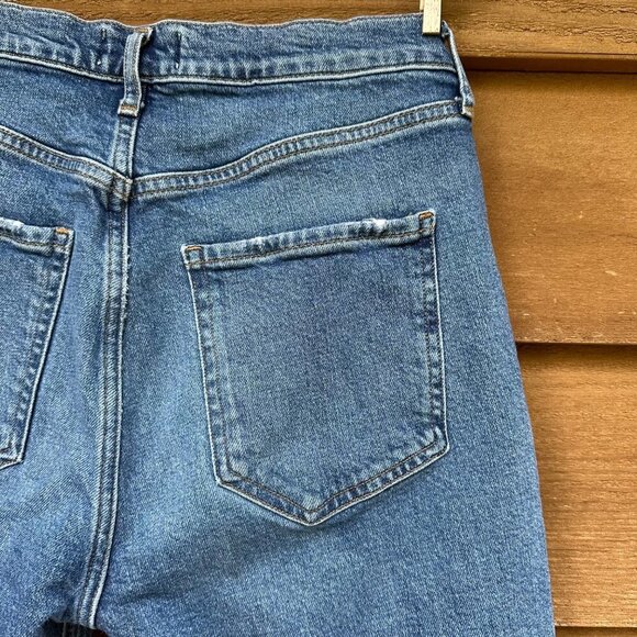 Agolde Riley Crop Button Fly High Waist Straight Leg Blue Jeans Size 28 - Picture 15 of 16